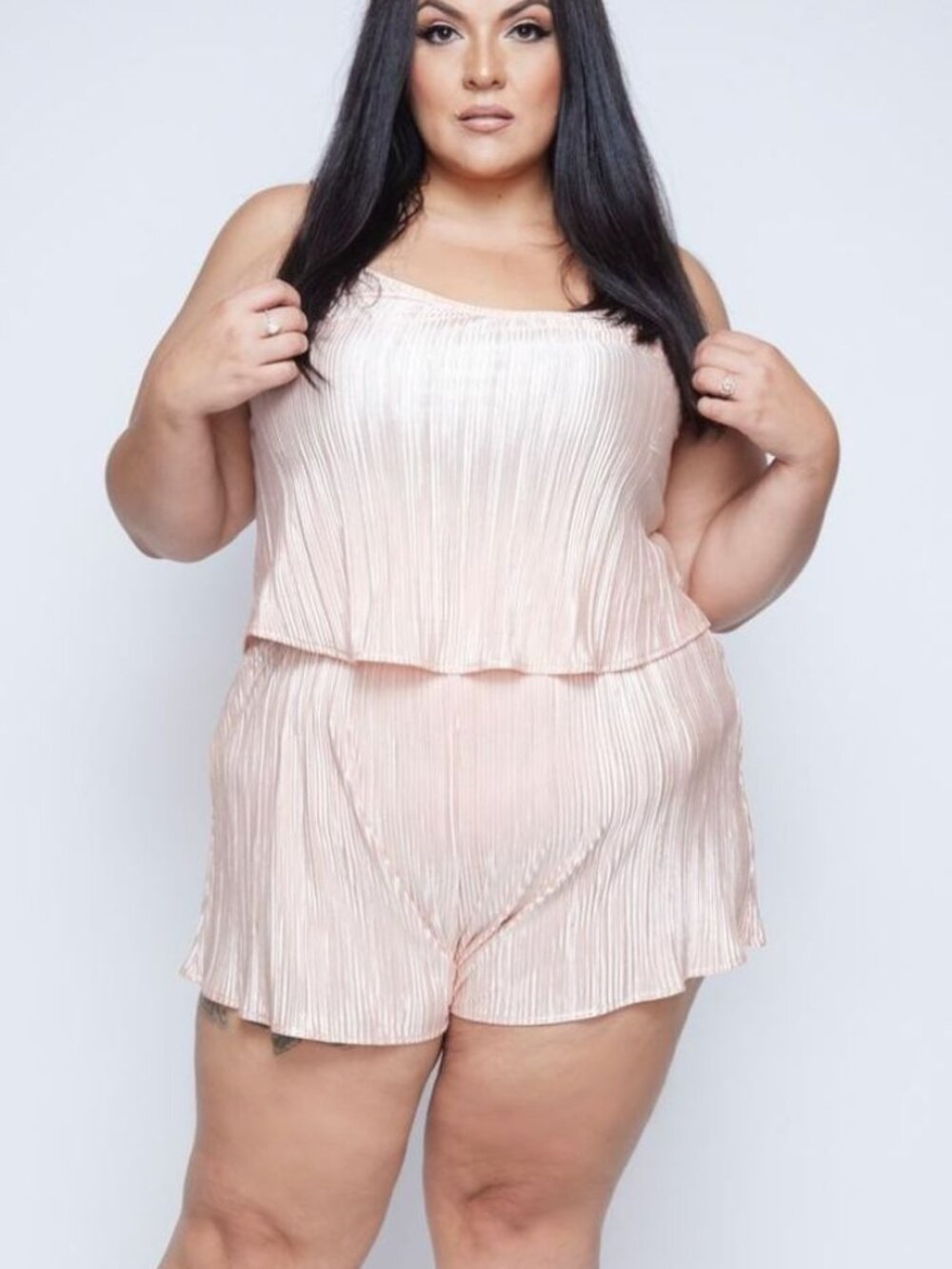 plus Size Plisse Cami Set 5X